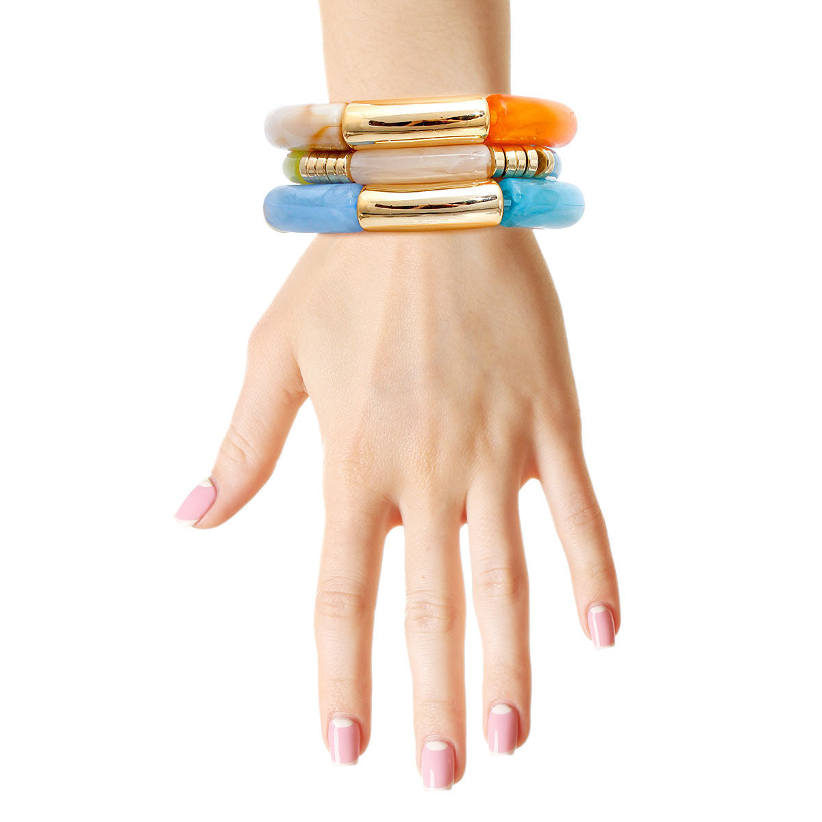 Stretch Bangle Set Multi Color Tube Stylish Statement Jewelry