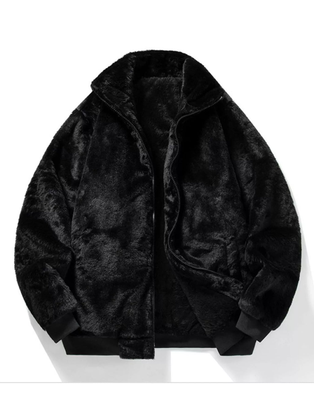 Men's Warm Faux Fur Zip Up Jacket