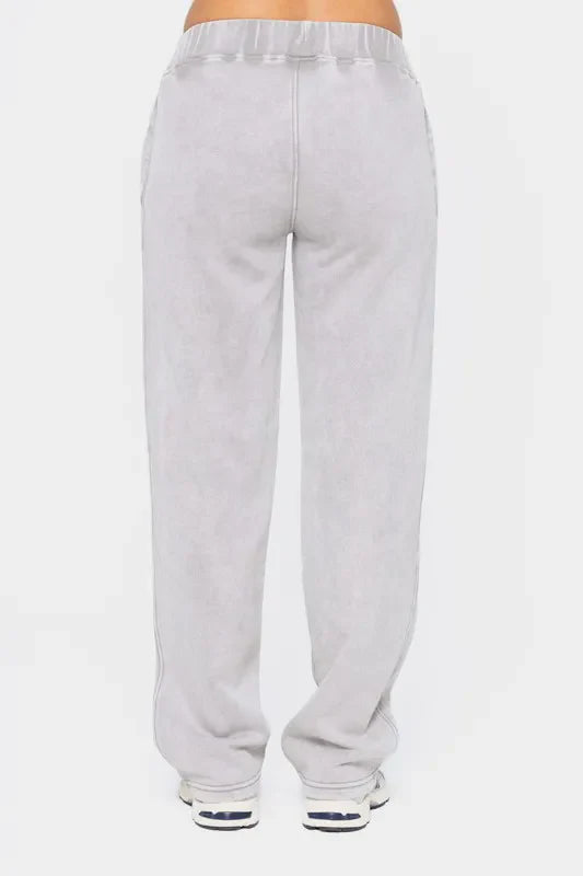 Mono B Elastic Waist Fleece Pants with Pockets