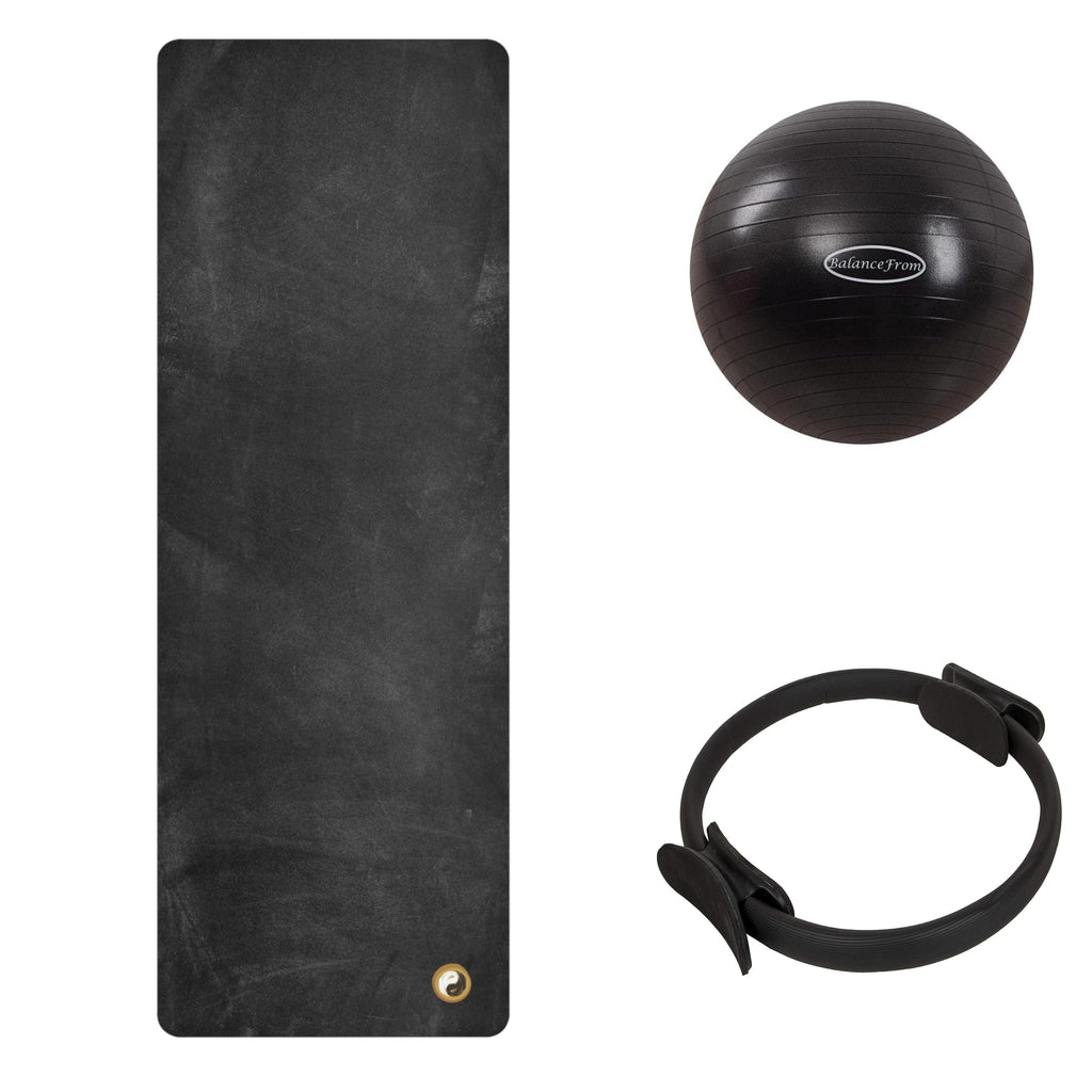 Studio Pilates Accessories Bundle -  PersonalHour Rubber Yoga Mat + Pilates Ring + Pilates Ball - ACB001