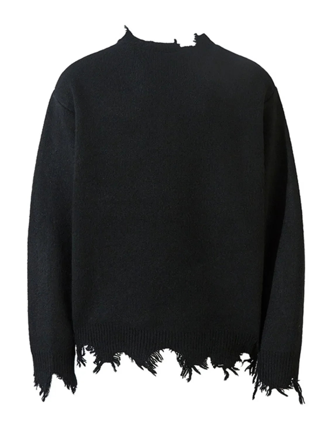 Men's Frayed Hem Quarter Zip Sweater