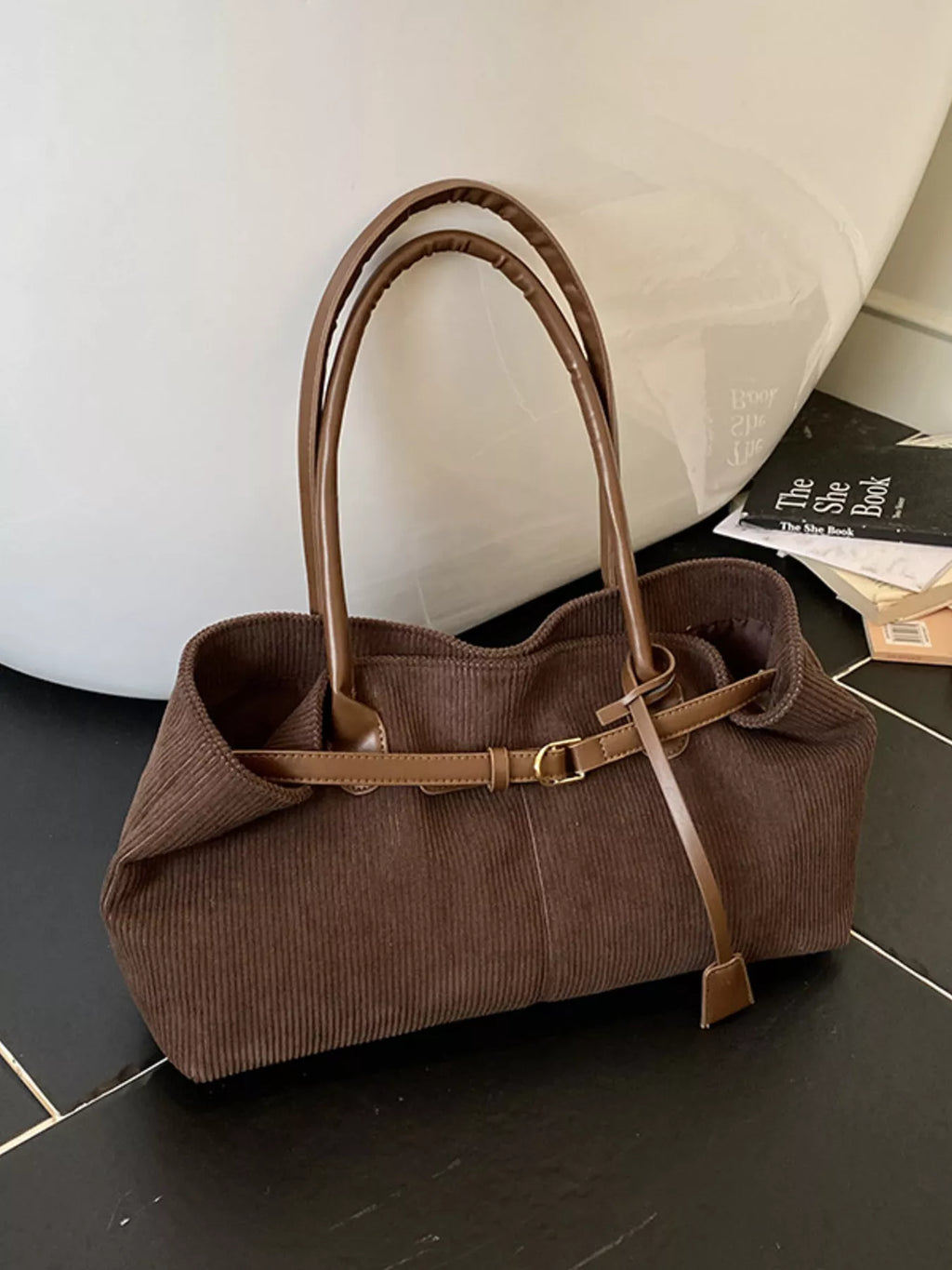 Buckle Decor Shoulder Bag