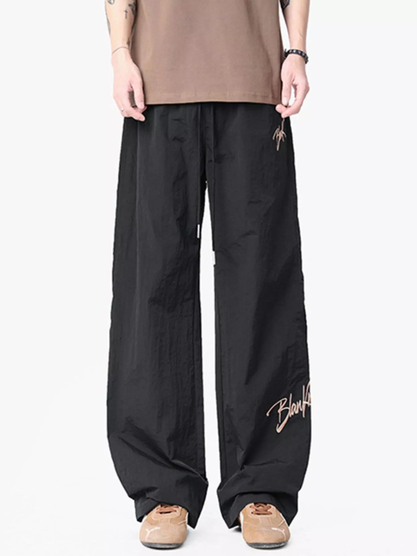 Men's Loose Fit Drawstring Wide Leg Pants