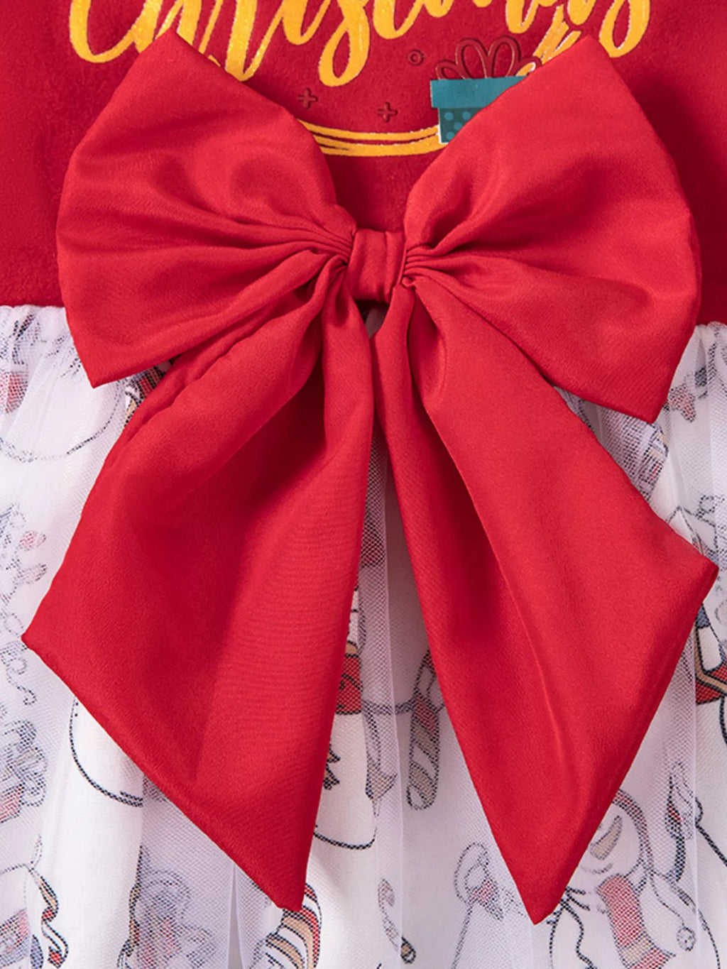 Children's Christmas Snowman Print Tulle Dress
