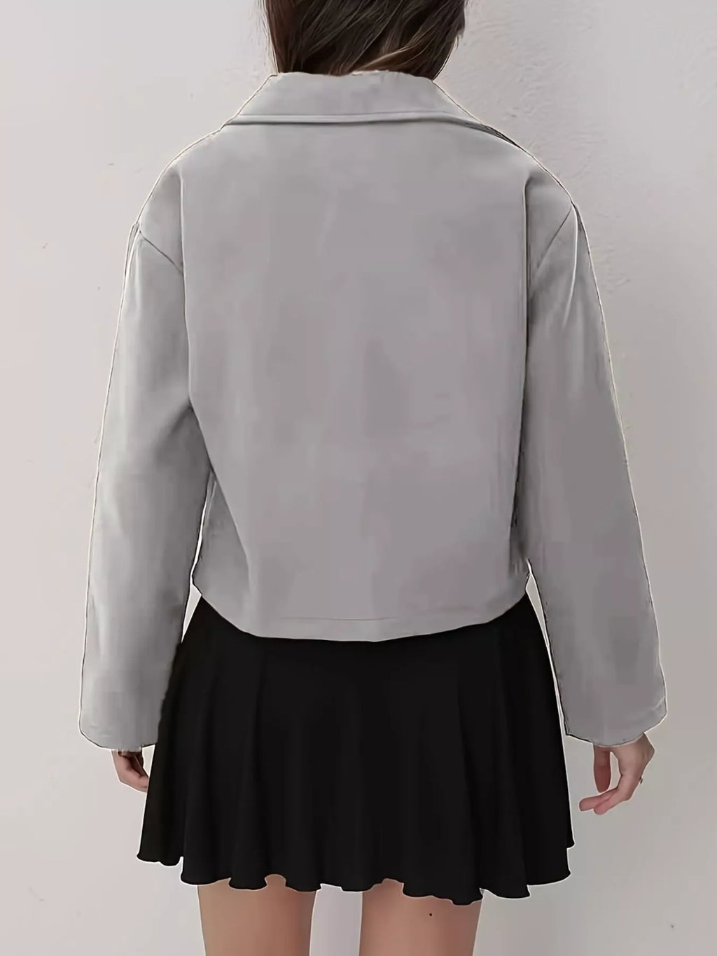 Cropped Zip-Up Pocketed Jacket