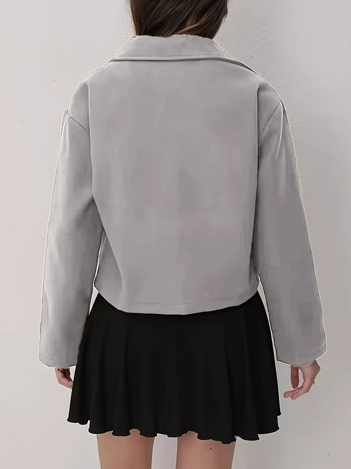 Cropped Zip-Up Pocketed Jacket