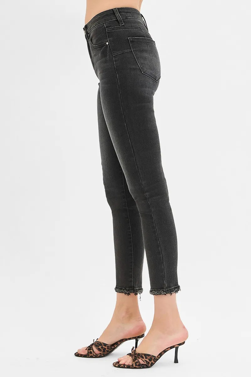 RISEN Full Size Tummy Control Mid Rise Crop Skinny Jeans Plus Size