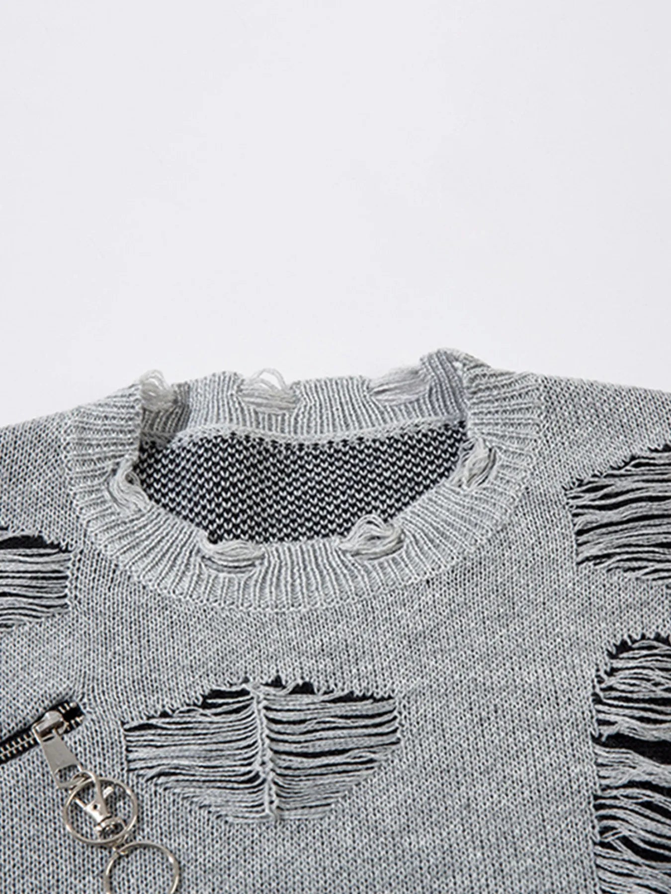 Men's Distressed Chain Detail Oversized Sweater