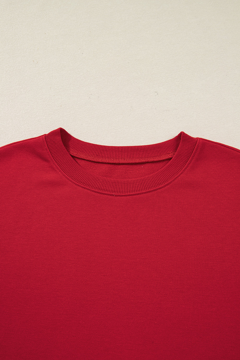 Fiery Red Varsity Striped Detail Crew Neck Plus Sweatshirt
