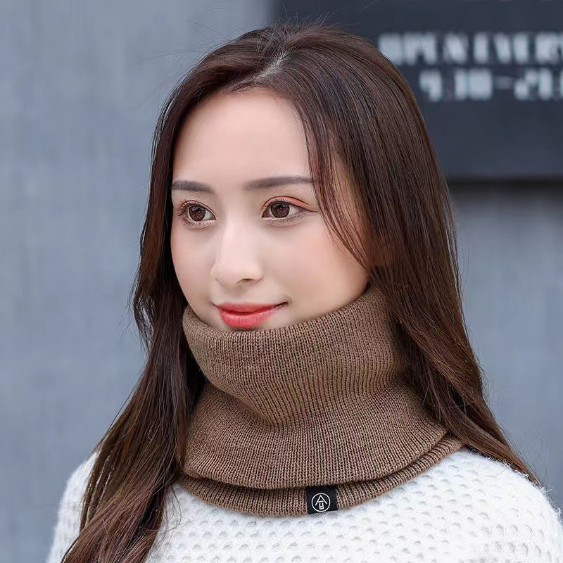 Warm Cold Proof Knitted Fleece Lined Thickened Versatile Wool Neck Scarf For Cervical Spine Protection