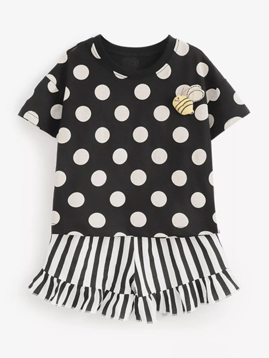 Children's Polka Dot Top and Ruffle Trim Shorts Set