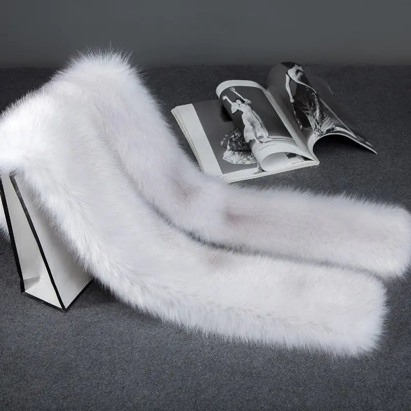 Faux Fur Long Scarf, Warm Fur Collar and Shawl