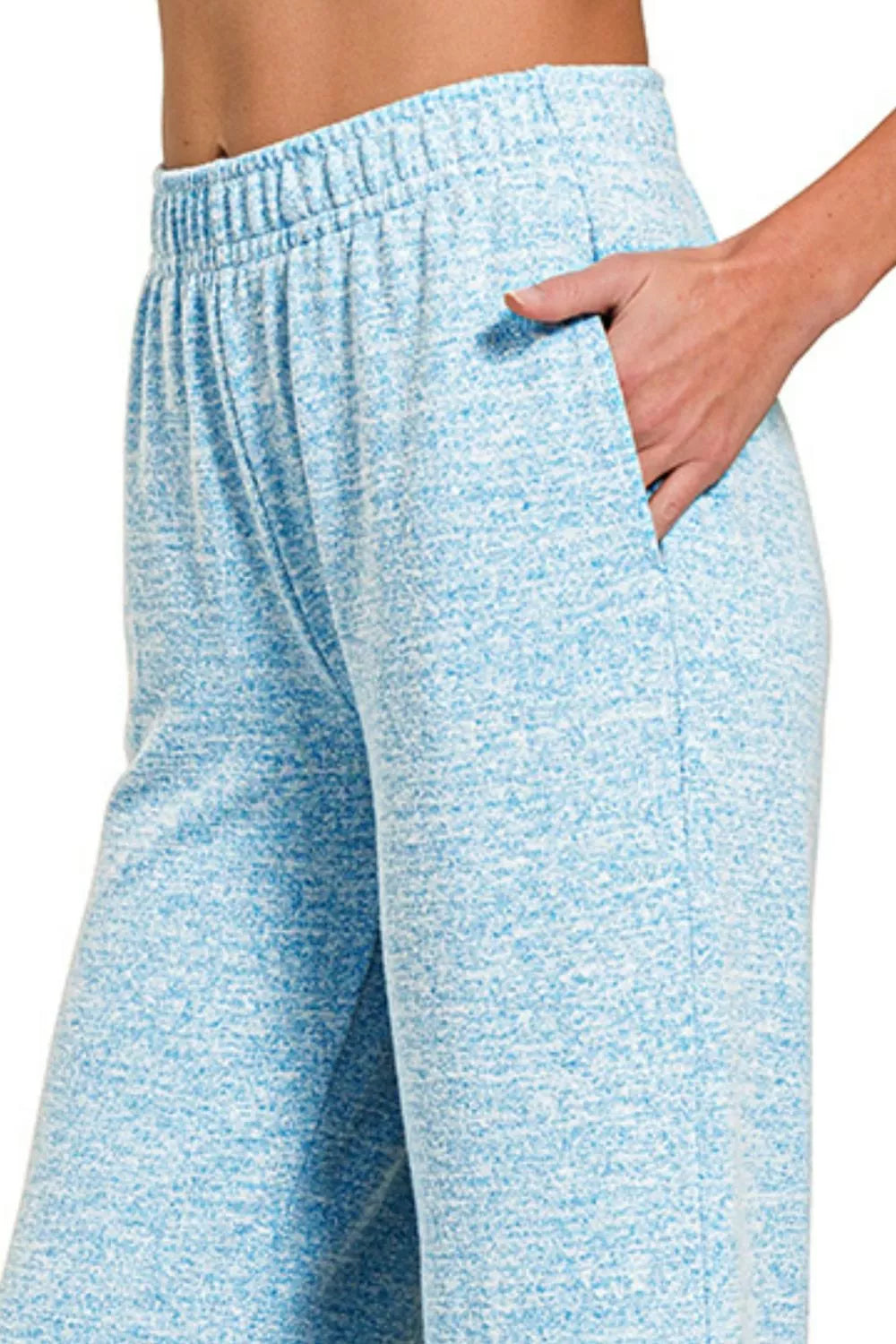 Soft Melange Hacci Elastic Waistband Lounge Pants