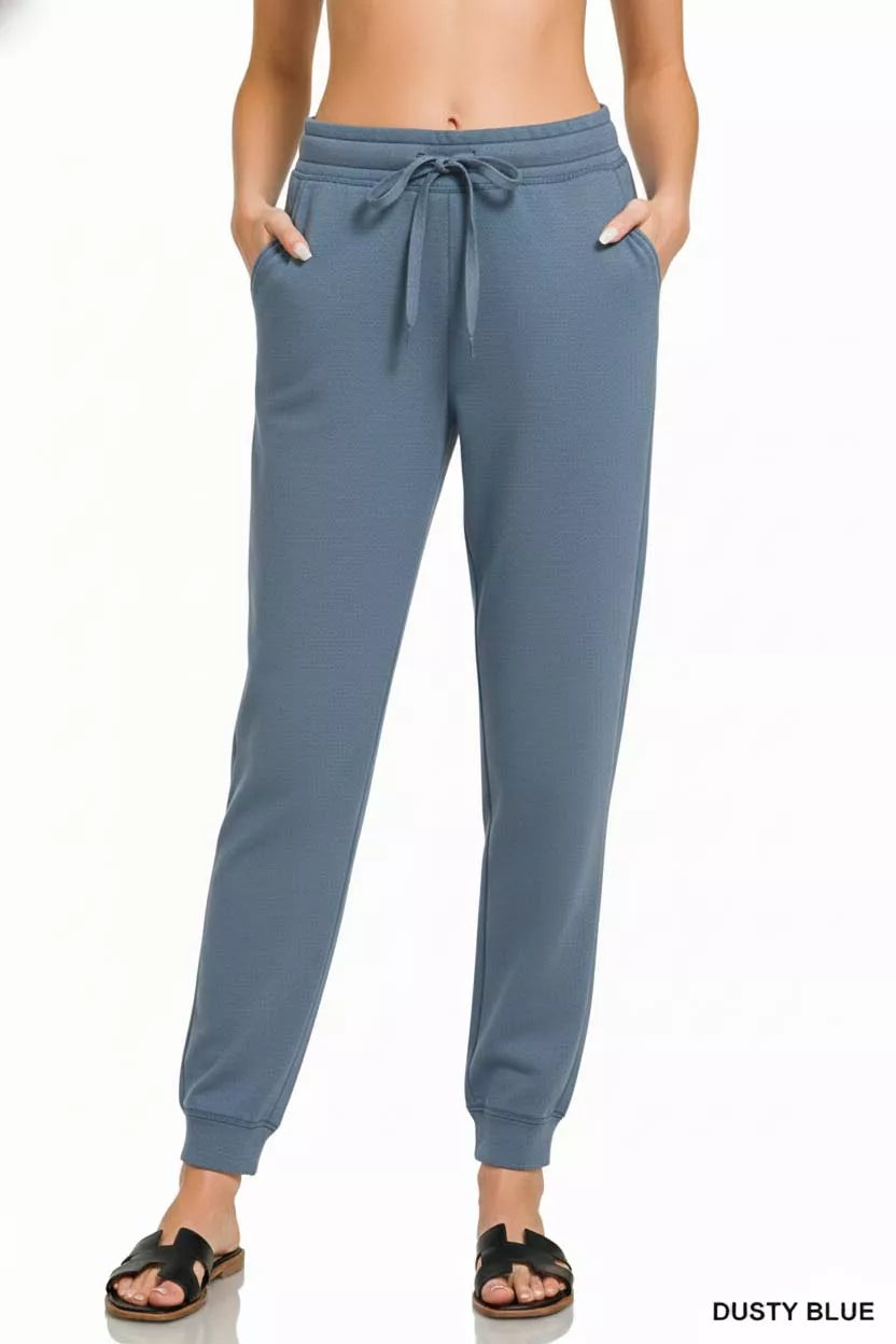 Zenana Drawstring Scuba Joggers with Pockets
