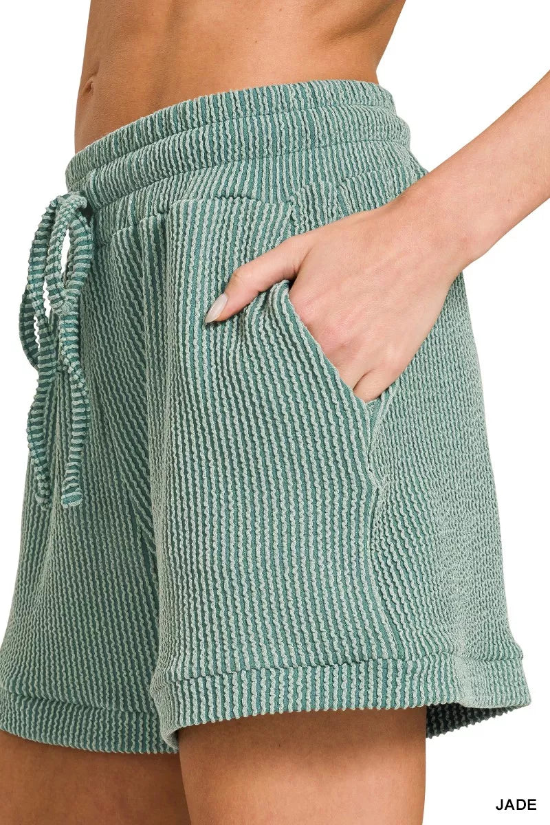 Zenana Raised Rib Cap Sleeve Top & Shorts Set