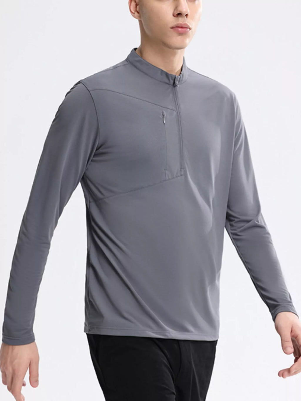Men's Plus Size Slim Fit Quarter-Zip Sweatshirt