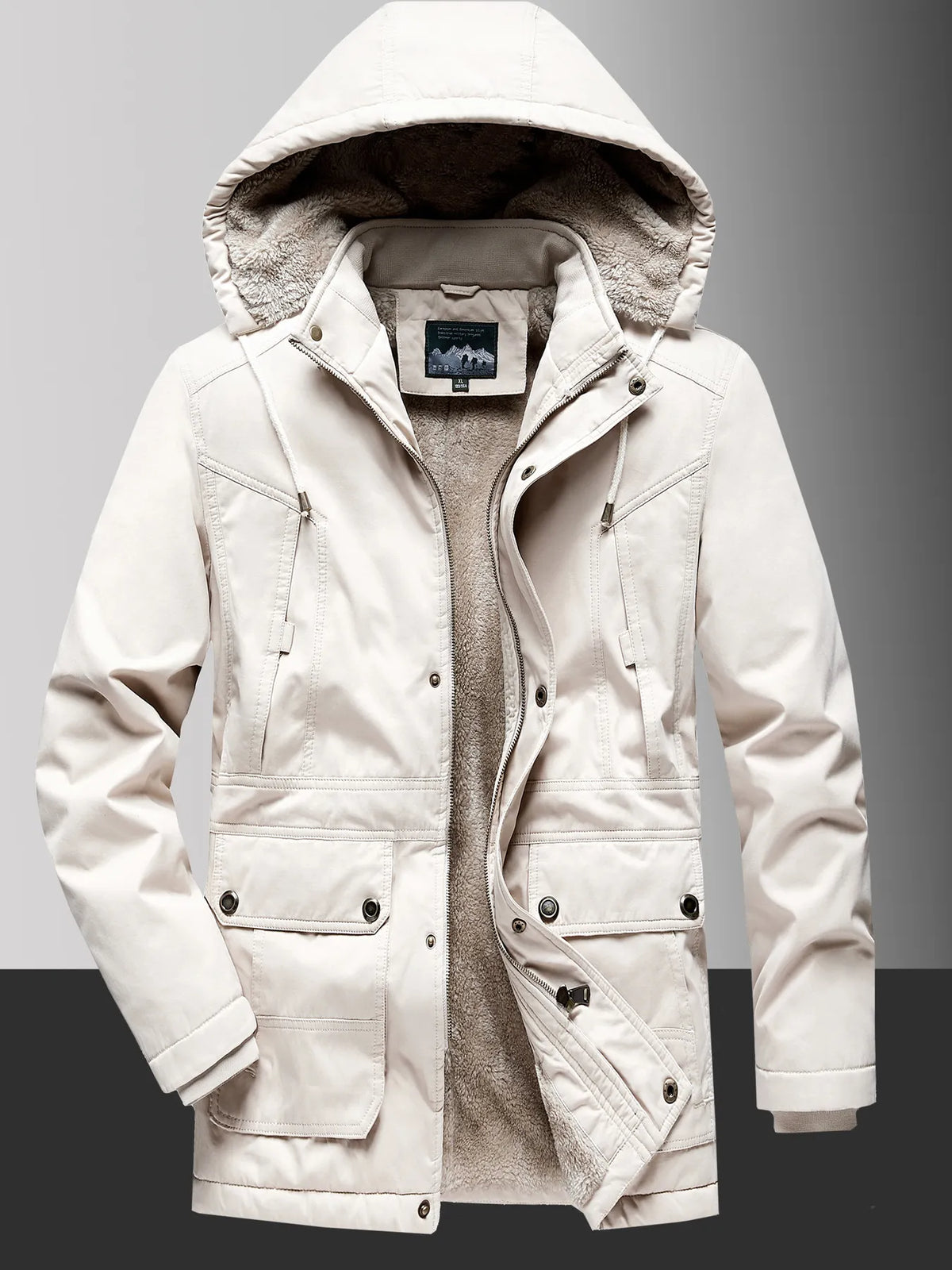 Men's Plus Size Fleece Lined Hooded Winter Coat
