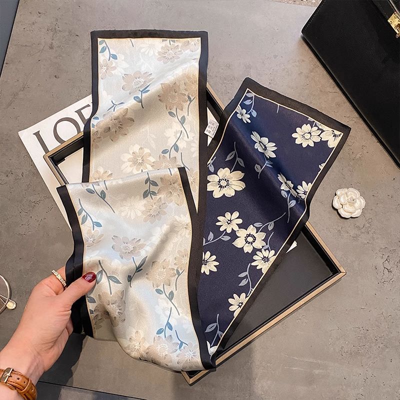 Floral-print Neck Scarf Springsummer Silk Scarf