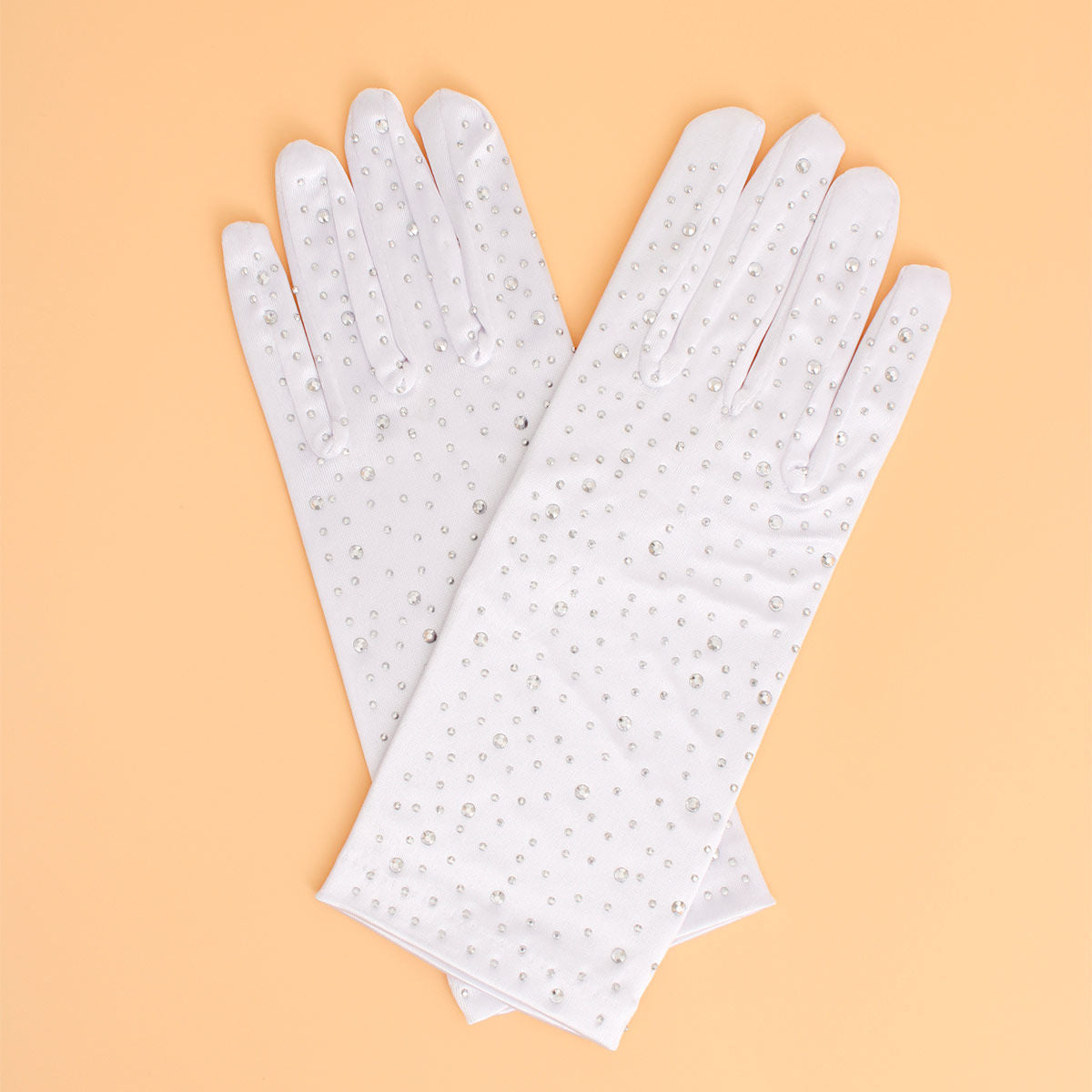 Women’s Satin Bridal Gloves Gray Rhinestone Elegant Chic Accessory