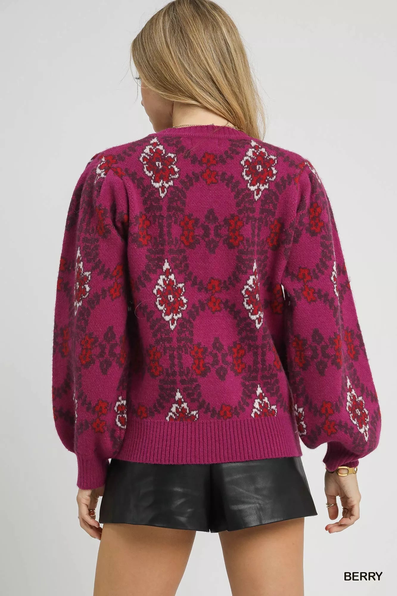 Boho Patterned Long Sleeve Sweater