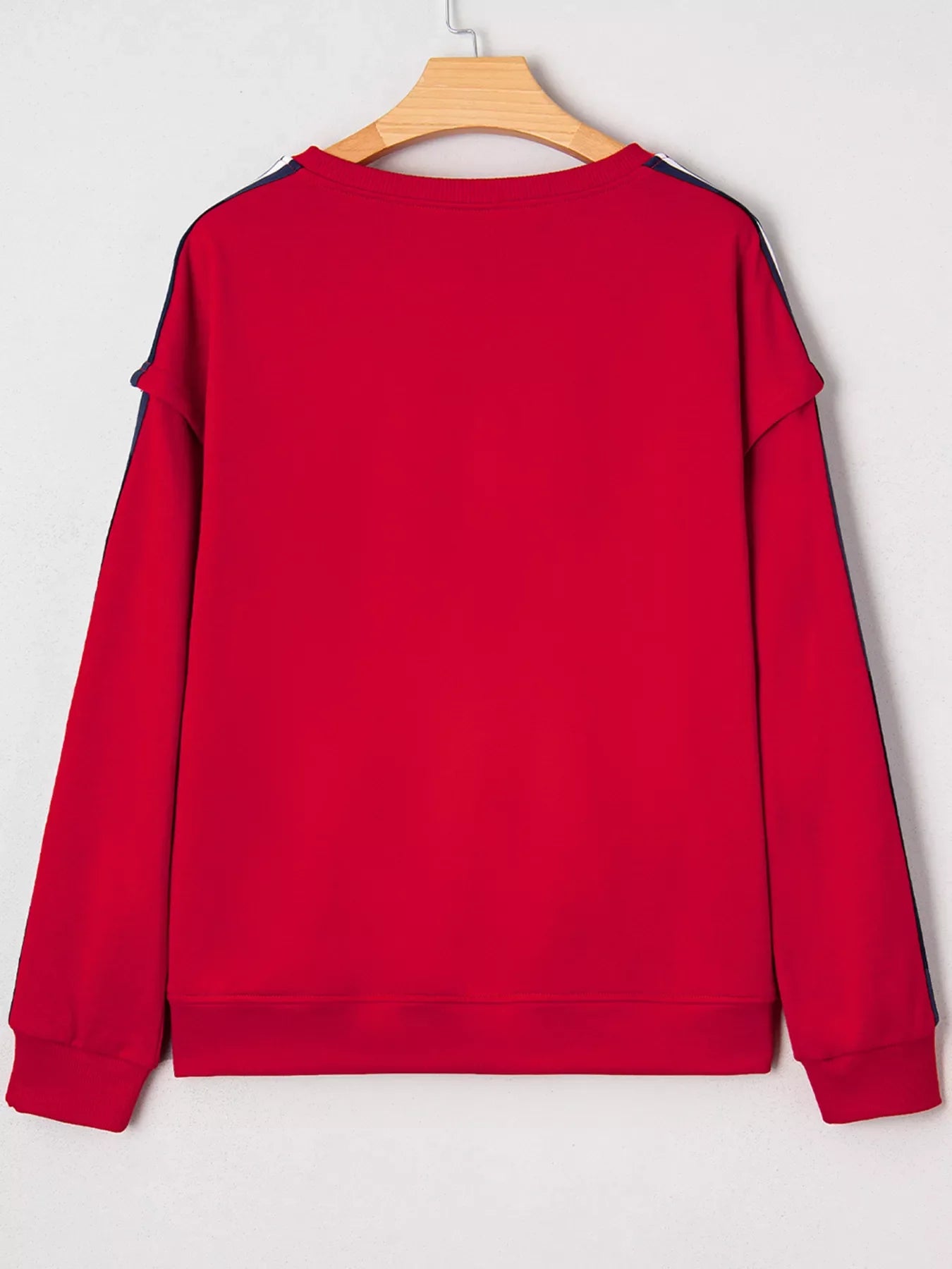 Contrast Striped Detail Varsity Sweatshirt