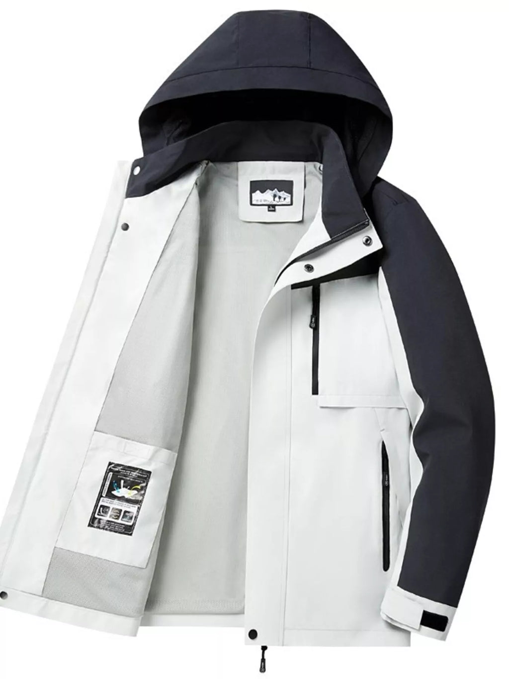 Men's Plus Size Two-Tone Waterproof Hooded Outdoor Jacket