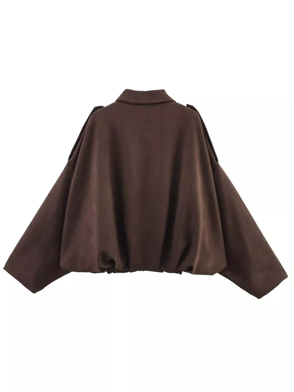 Collared Neck Dropped Shoulder Jacket