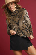 Damask Print Velvet Burnout Top