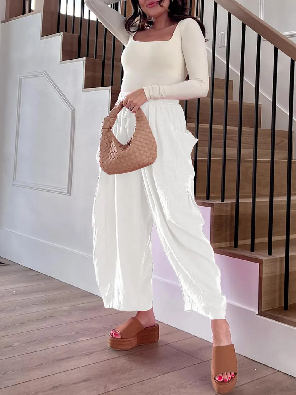Full Size Drawstring Pants with Pockets Plus Size