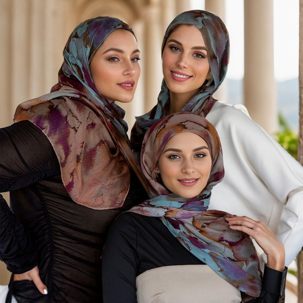 Printed Chiffon Long Scarf For Women Versatile And Fashionable For Outerwear