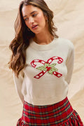 Christmas Candy Cone Cropped Sweater