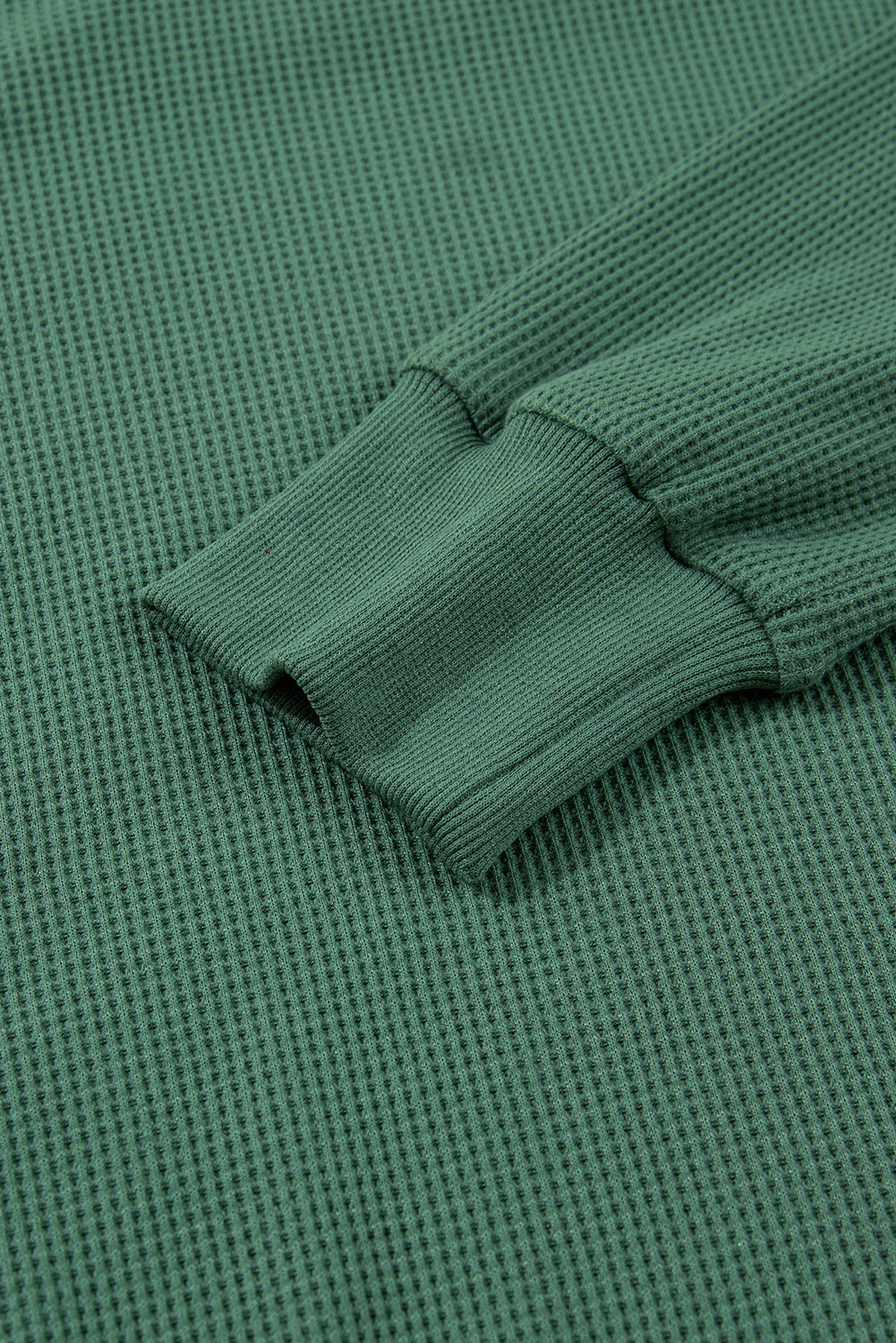 Evergreen Solid Color Raw Seam Patchwork Ribbed Drop Shoulder Sweatshirt
