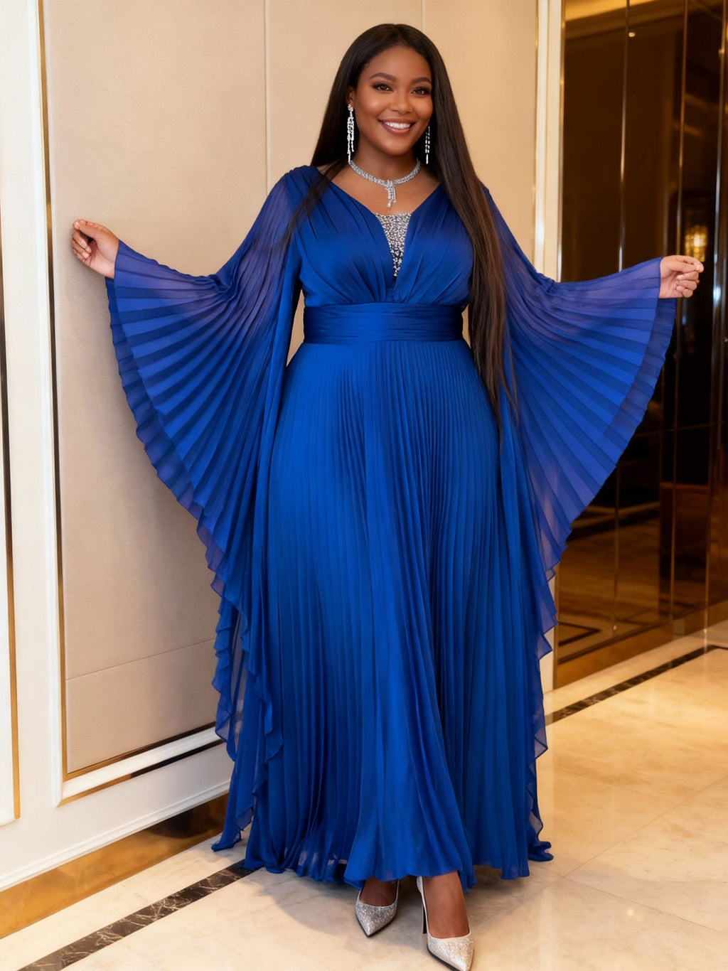 Plus-size Womens Batwing-sleeve Dress