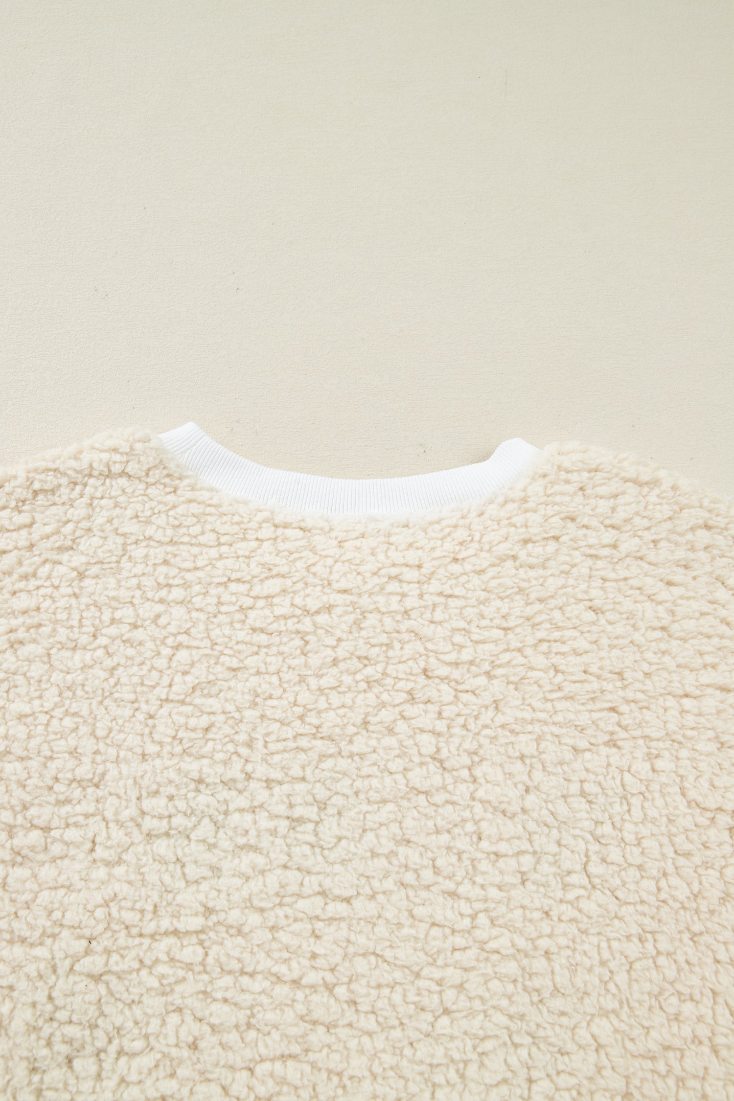 White MERRY CHRISTMAS Multicolor Embroidered Sherpa Pullover Sweatshirt