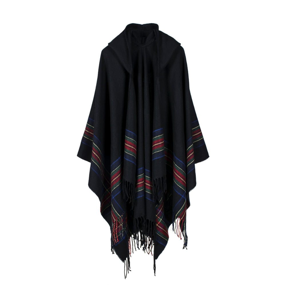 Tassel Fashion Jacquard Hooded Cape