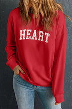HEART Embroidered Patched Graphic Valentine Sweatshirt
