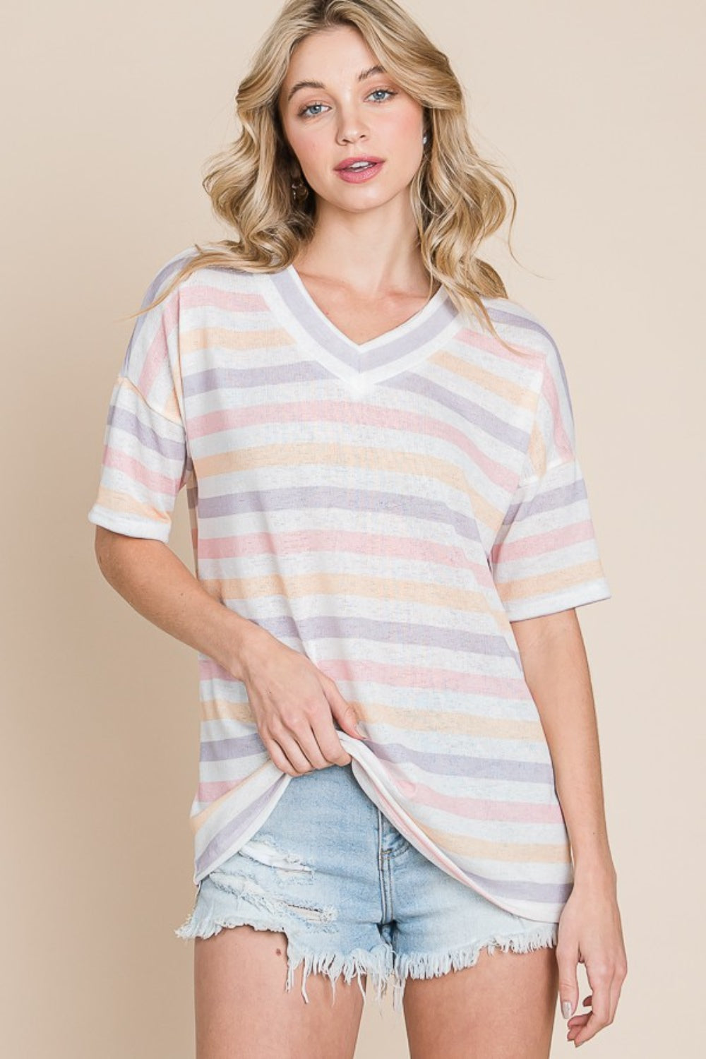 Comfy Striped V-Neck Tee