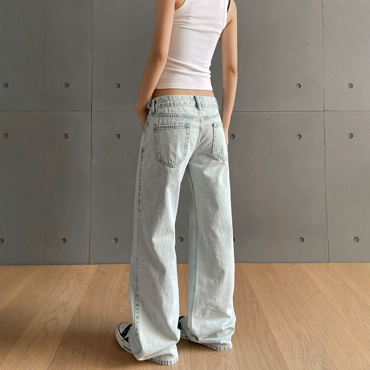 Womens Jeans Non-slim Fit Straight-leg Flared Wide-leg