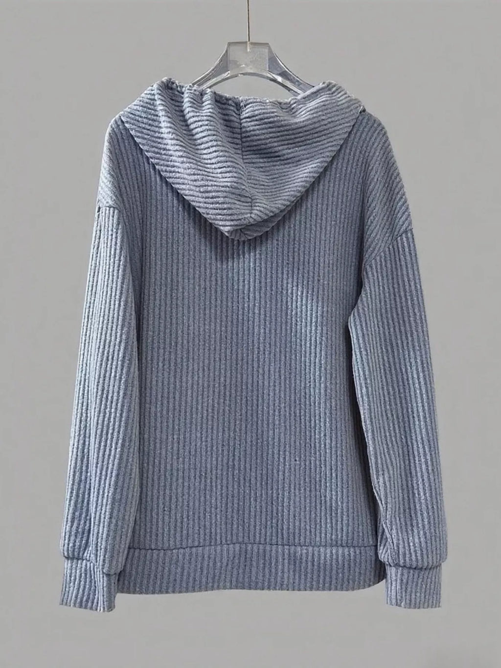 Button-Front Drawstring Hoodie