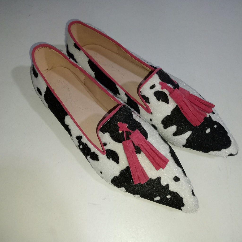 Cow Print Tassel Pumps Women | Casual Slip-On Style