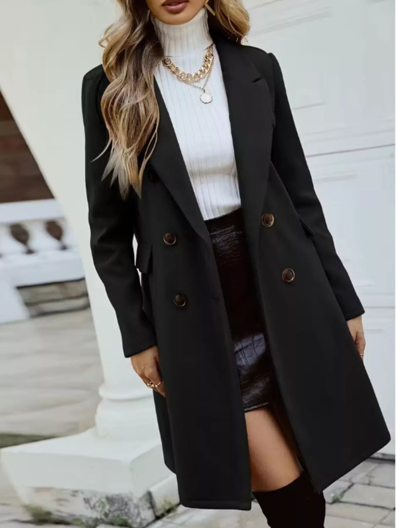 Double-Breasted Longline Coat