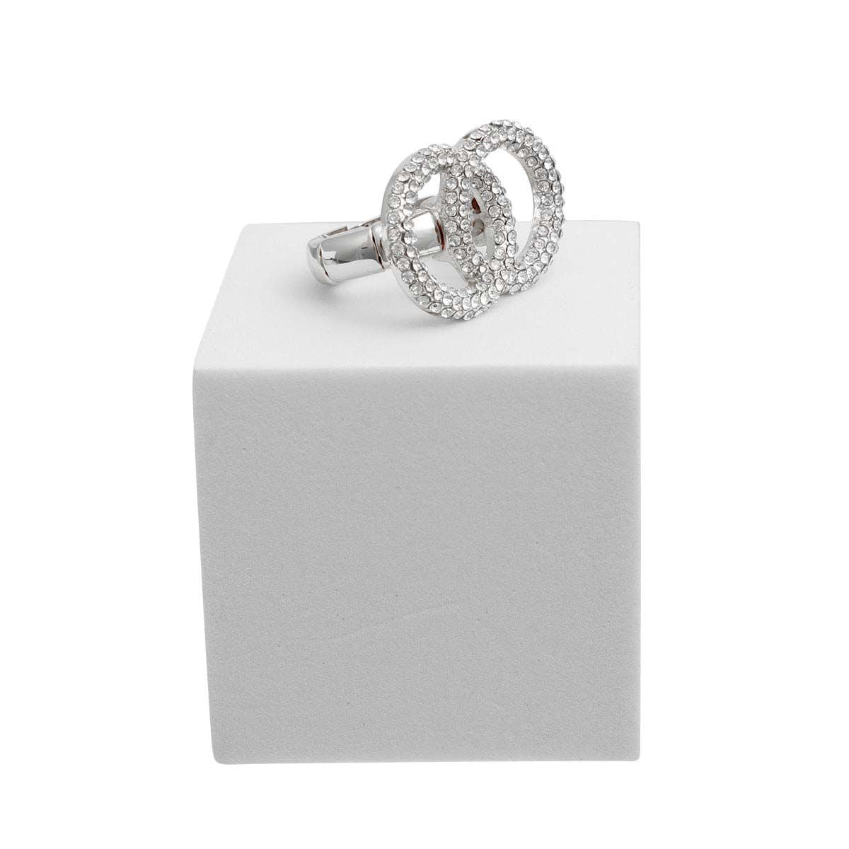 Infinity Link Silver Pave Ring Stylish Statement Jewelry