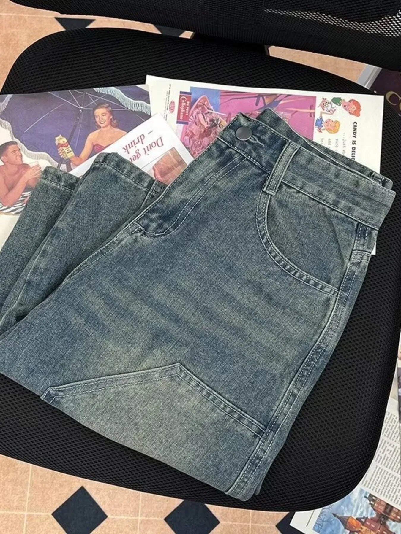 Men's Plus Size Vintage Wash Denim Shorts