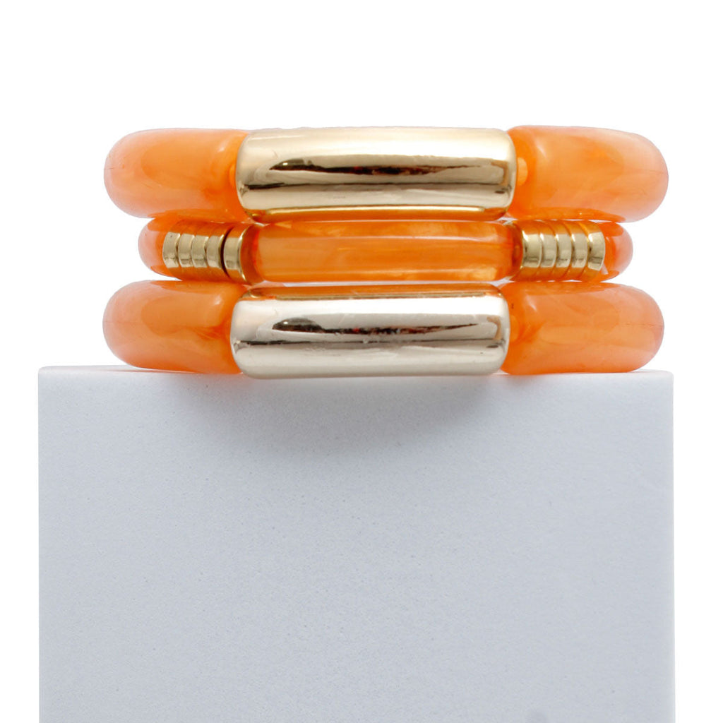 Tube Stretch Bangle Set Coral Stylish Statement Jewelry