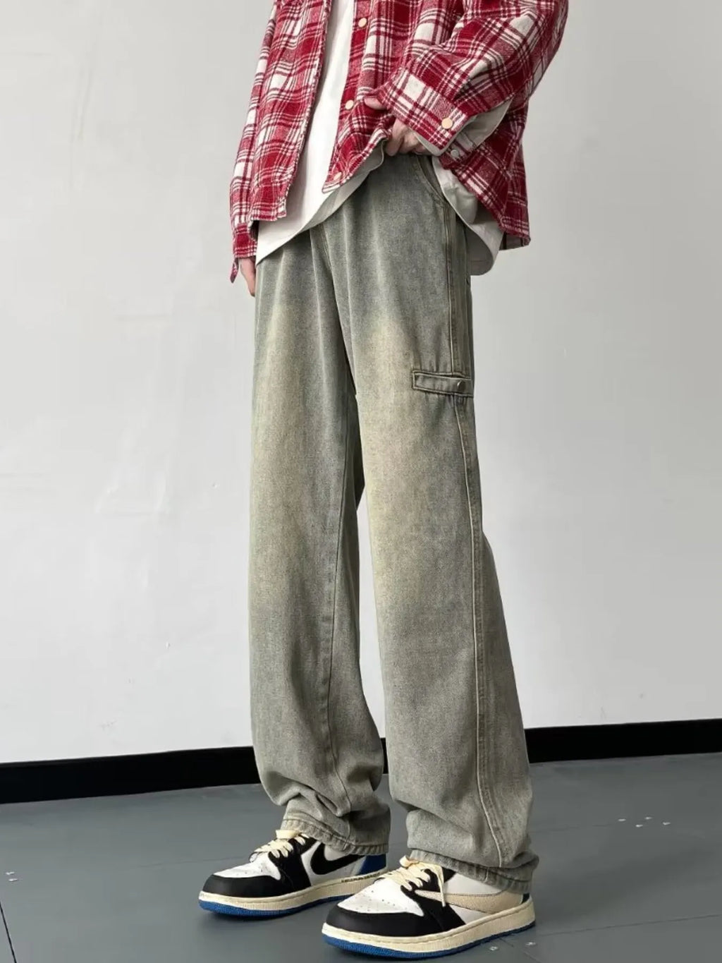 Men's Full Size Wash Loose Fit Jeans Plus Size