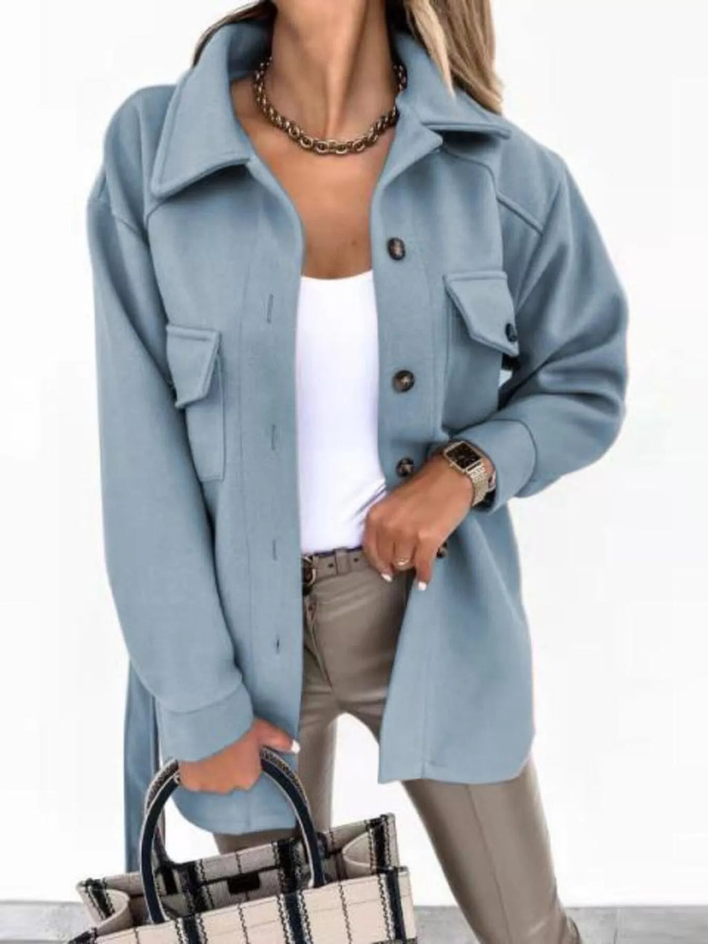 Button-Down Tie Waist Coat