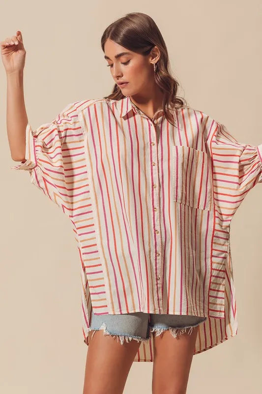 Multicolored Stripe Button Down Shirt