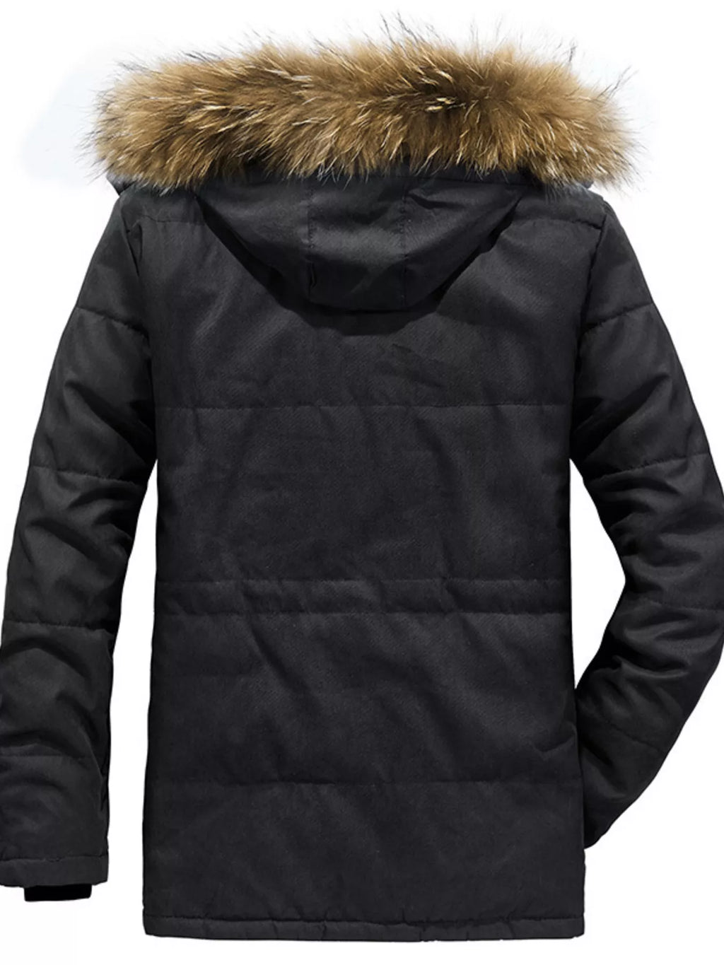 Men's Plus Size Winter Warm Zip Up Coat with Fur Hood