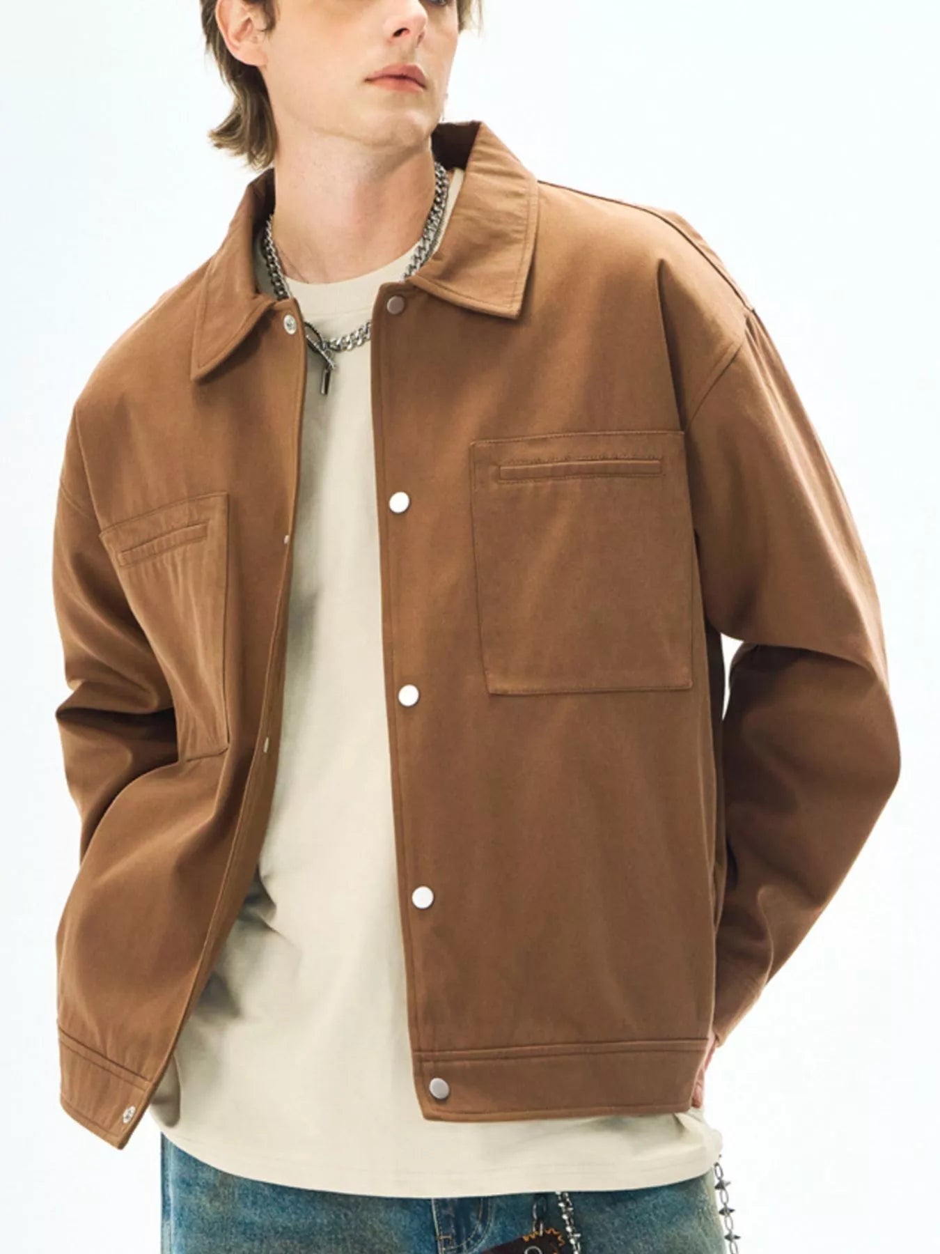 Men's Plus Size Casual Snap Down Jacket