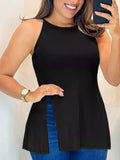 Plus Size Slit Round Neck Cami See size chart under “more details”